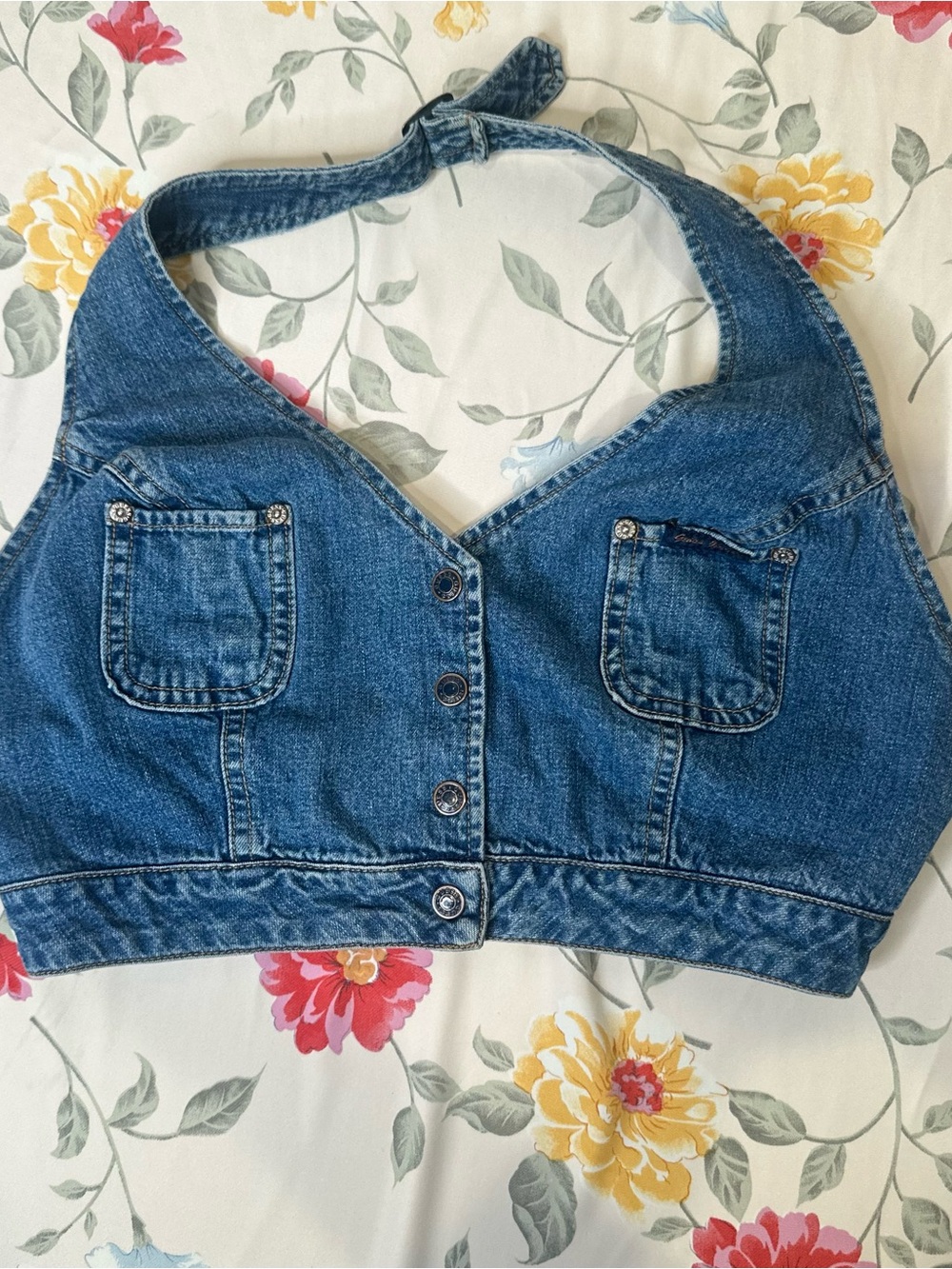 GUESS | Vintage Guess USA Denim Halter Top | Size XL